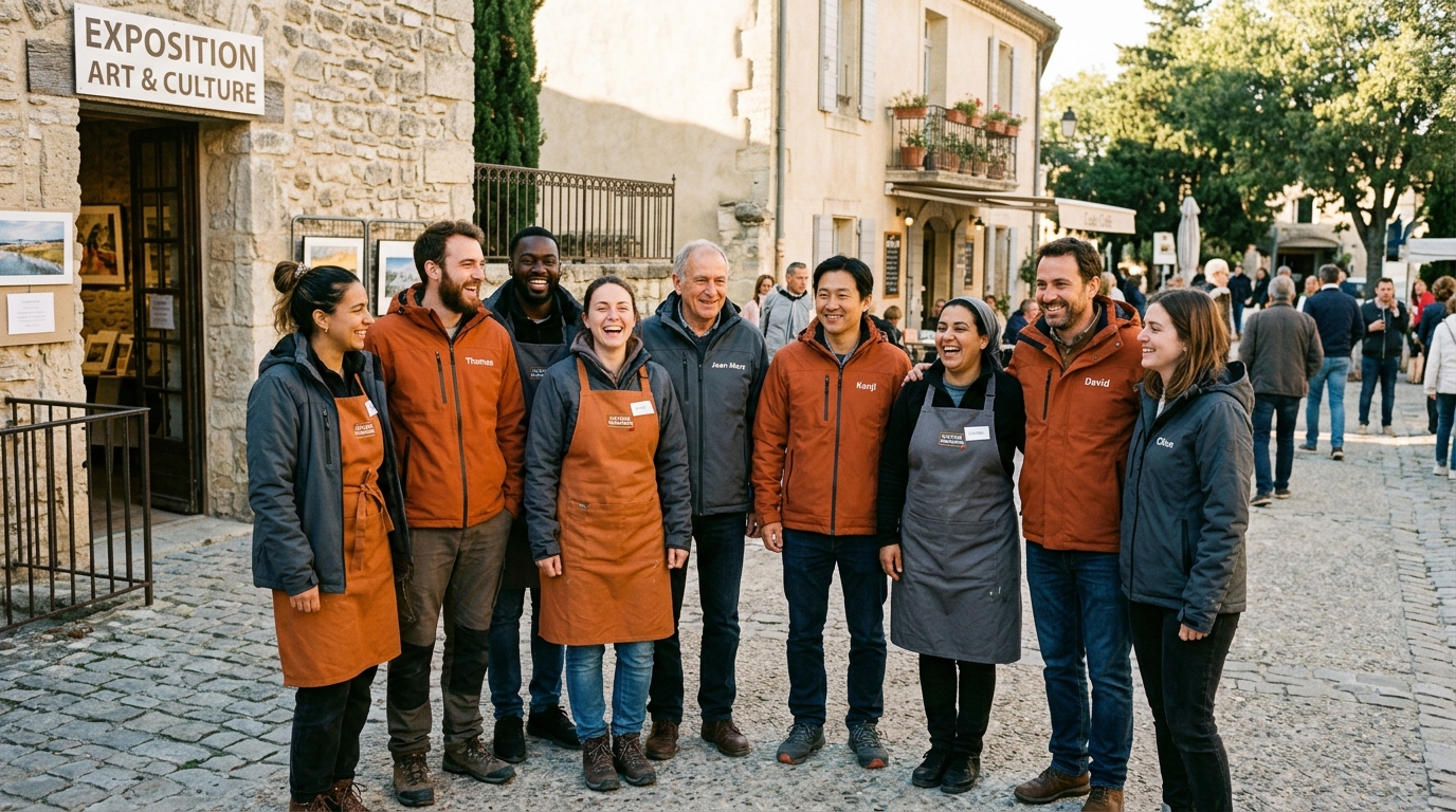 Groupe de bénévoles d'ATOUT A Z'ARTS 34 réunis sur le terrain